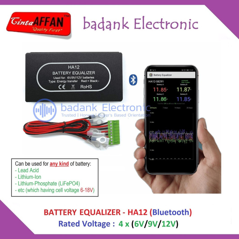 HA12 Bluetooth Battery Equalizer Balancer VRLA Lead Acid Lithium-Ion LiFePO4